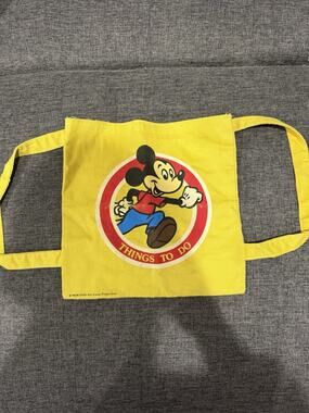 Vintage 1983 Disney Mickey Mouse Canvas Tote Bag Backpack "Things To Do" Retro
